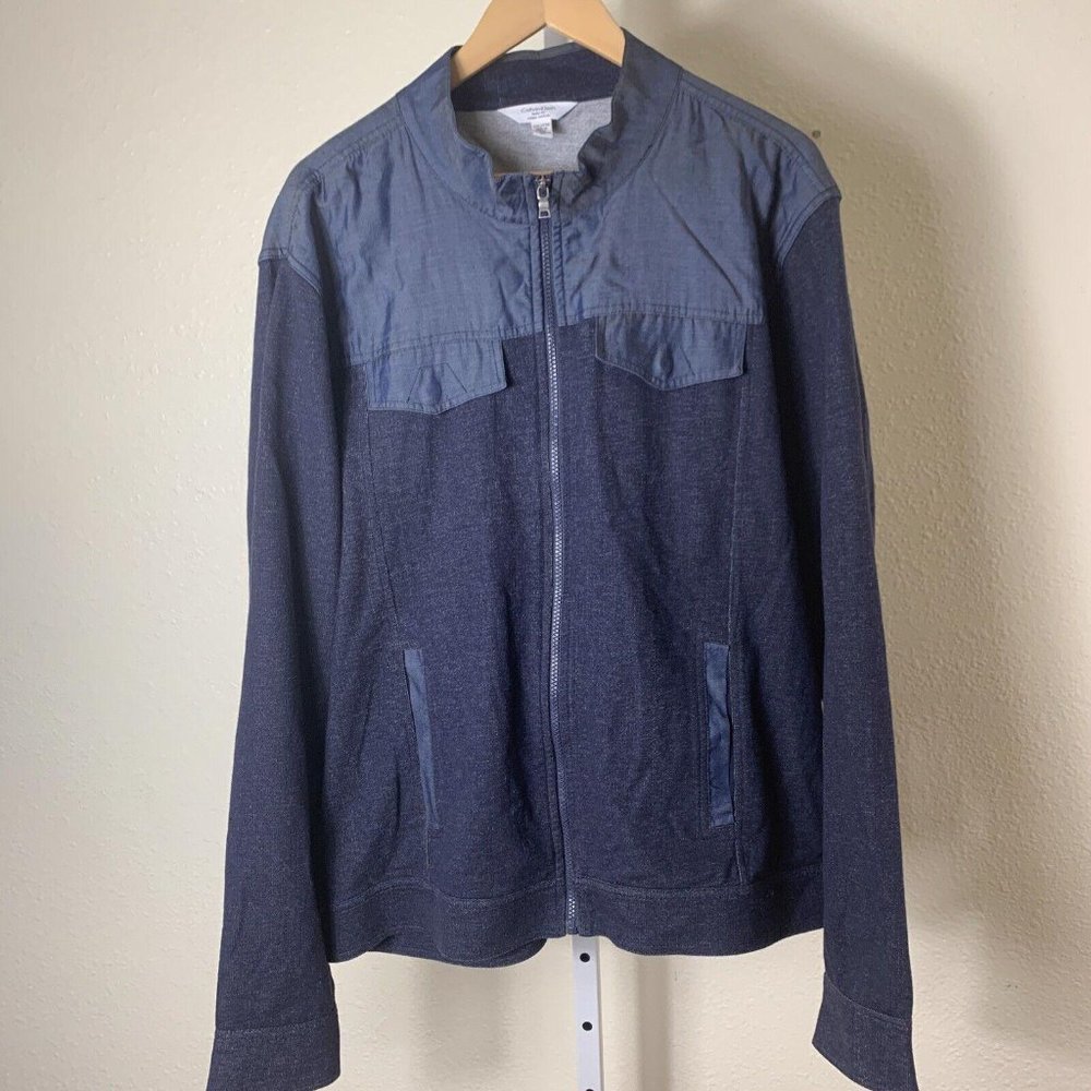 NWOT Calvin Klein Men's Body Fit Jacket Size XXL Full Zip Navy Stretch Pockets
